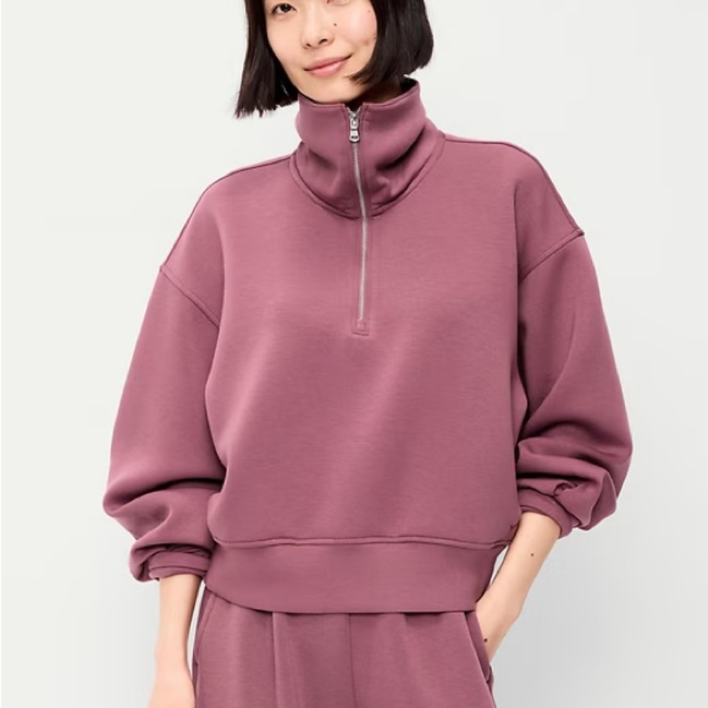 Quarter-Zip Bounce Pullover Sweatshirt in Rosette